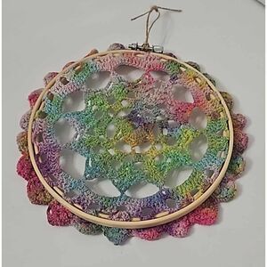 Hand-Dyed & Revived Vintage Crocheted Doily hoop/hanging